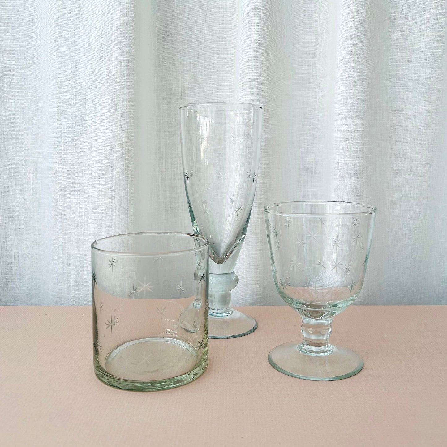 Tall Champagne/Cocktail Glass - Etched Stars