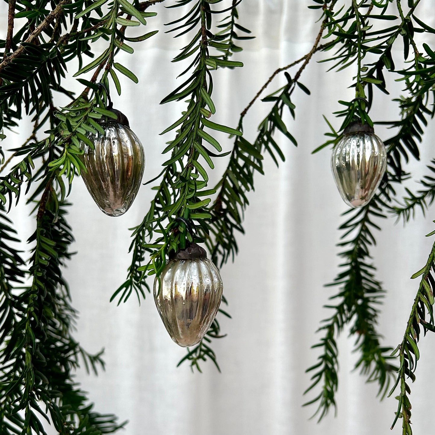 Mini Glass Baubles Set of 10 - Antique Silver