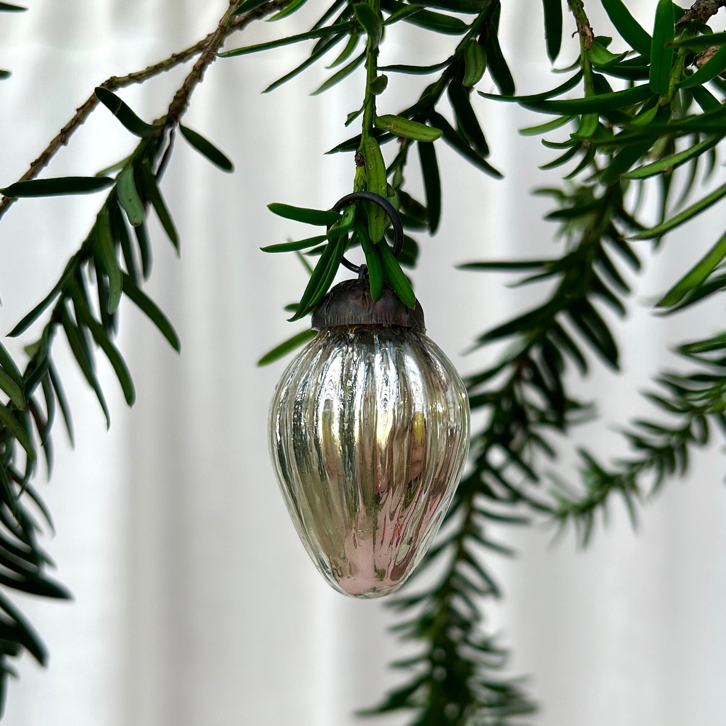 Mini Glass Baubles Set of 10 - Antique Silver