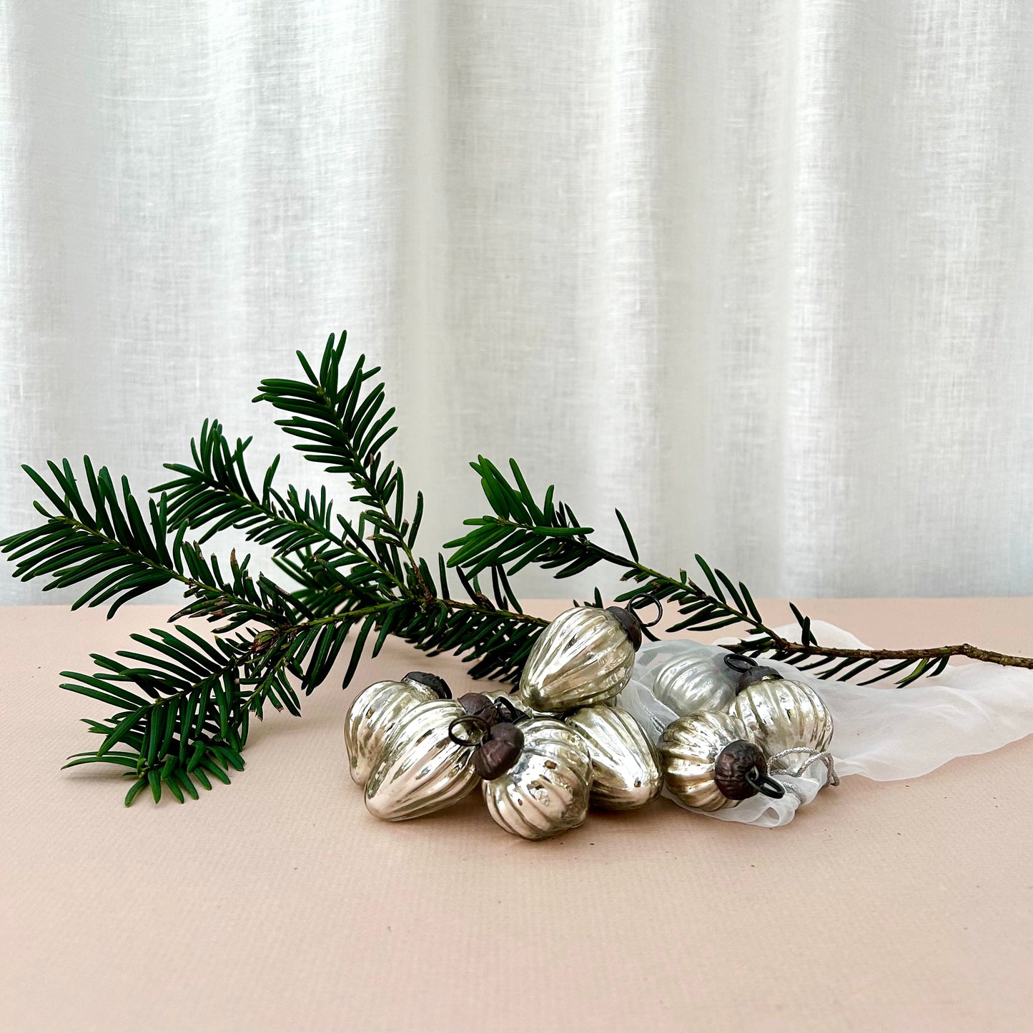Mini Glass Baubles Set of 10 - Antique Silver