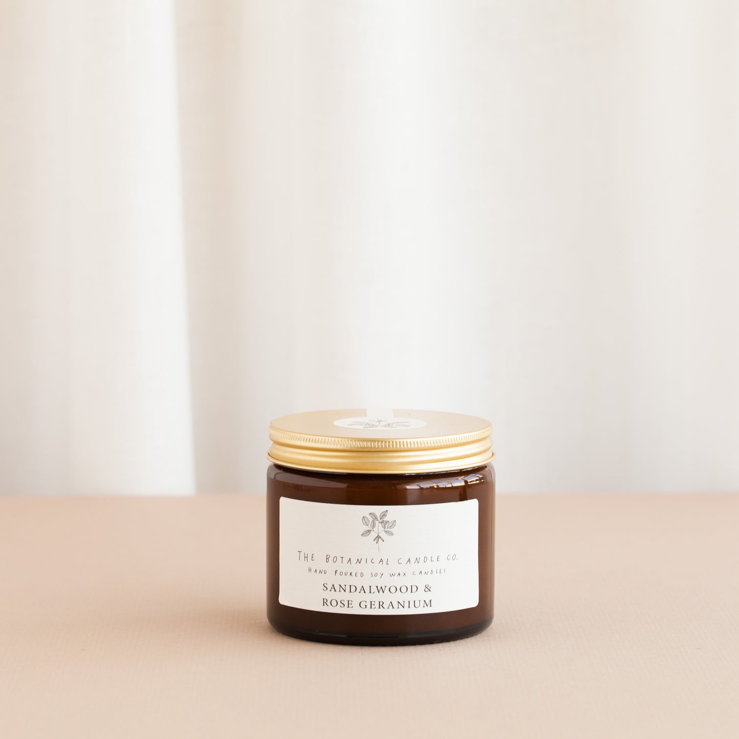 Sandalwood and Rose Geranium Amber Jar Soy Candle