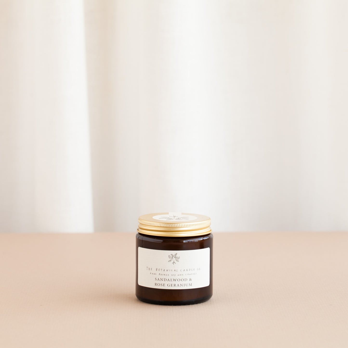 Sandalwood and Rose Geranium Amber Jar Soy Candle