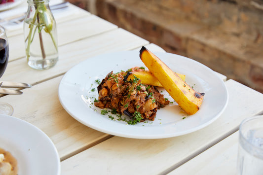 Summer caponata and crispy polenta