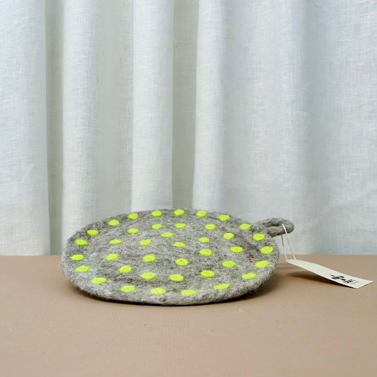 Felt Dot Pot Holder - Grey & Yellow