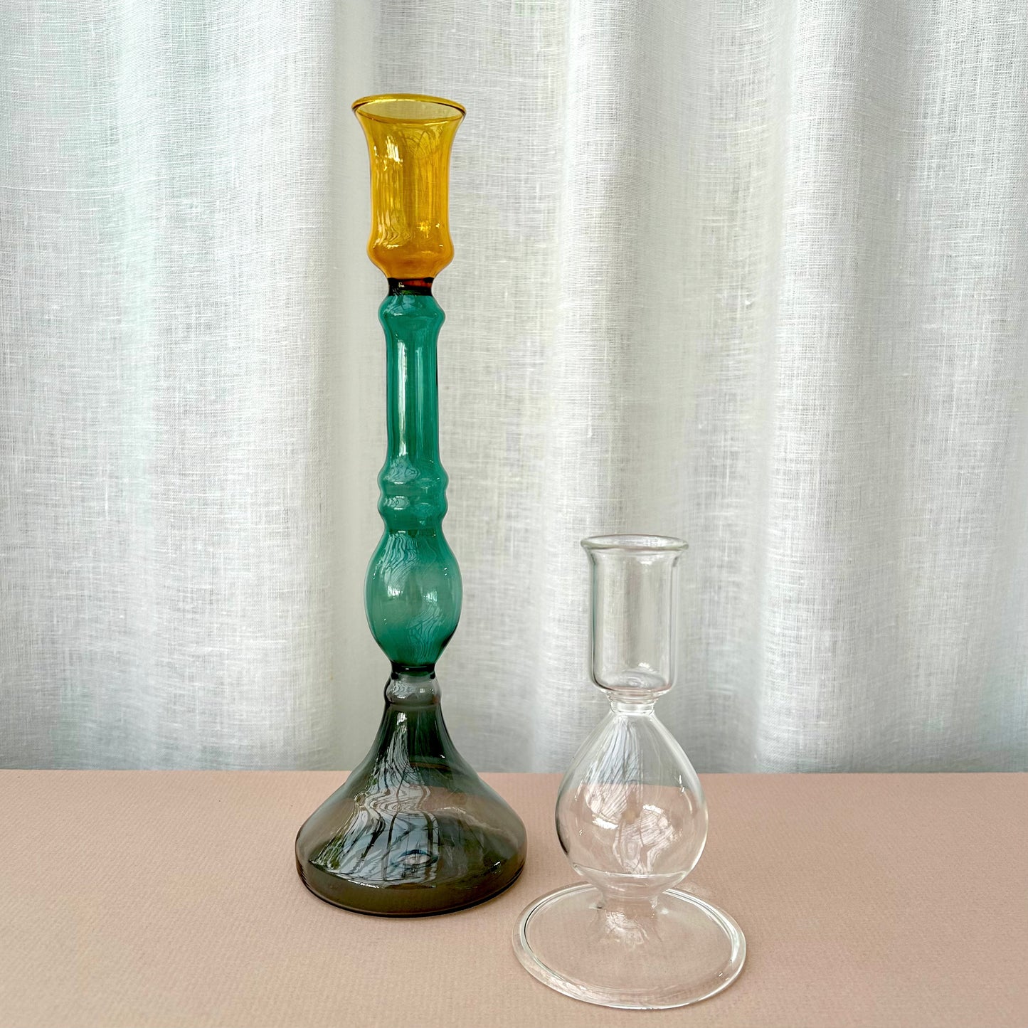 Ingrid Clear Handblown Glass Candlestick