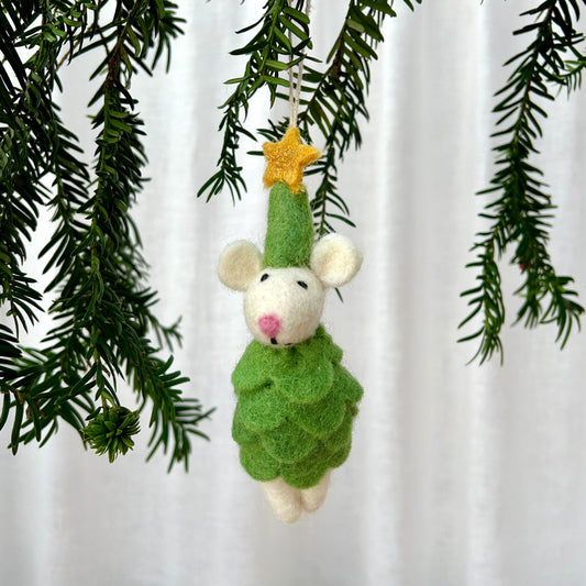 Christmas Tree Mouse Felt Decoration