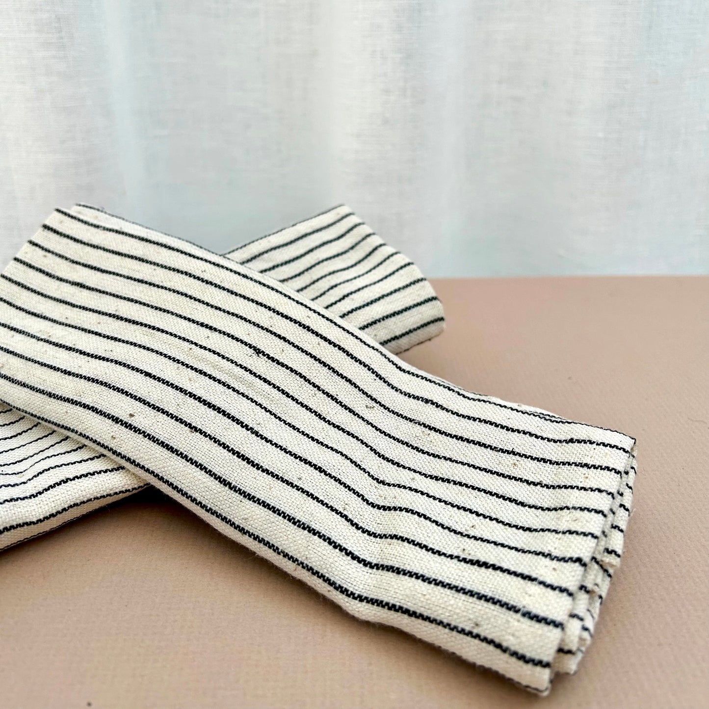 Thin Stripe Organic Cotton Napkins - White (set of 2)