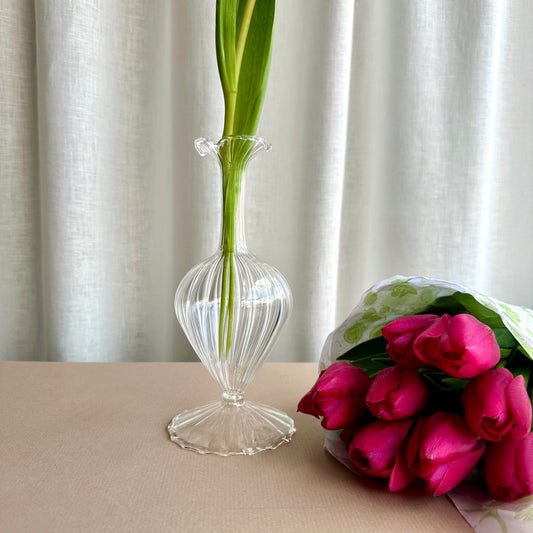 Fine Fluted Glass Bud Vase