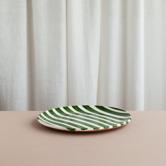 Green Bold Stripe Dinner Plate