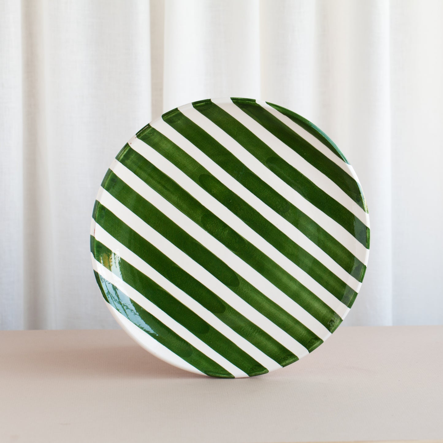 Green Bold Stripe Dinner Plate