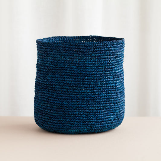 Raffia Basket Medium Blue