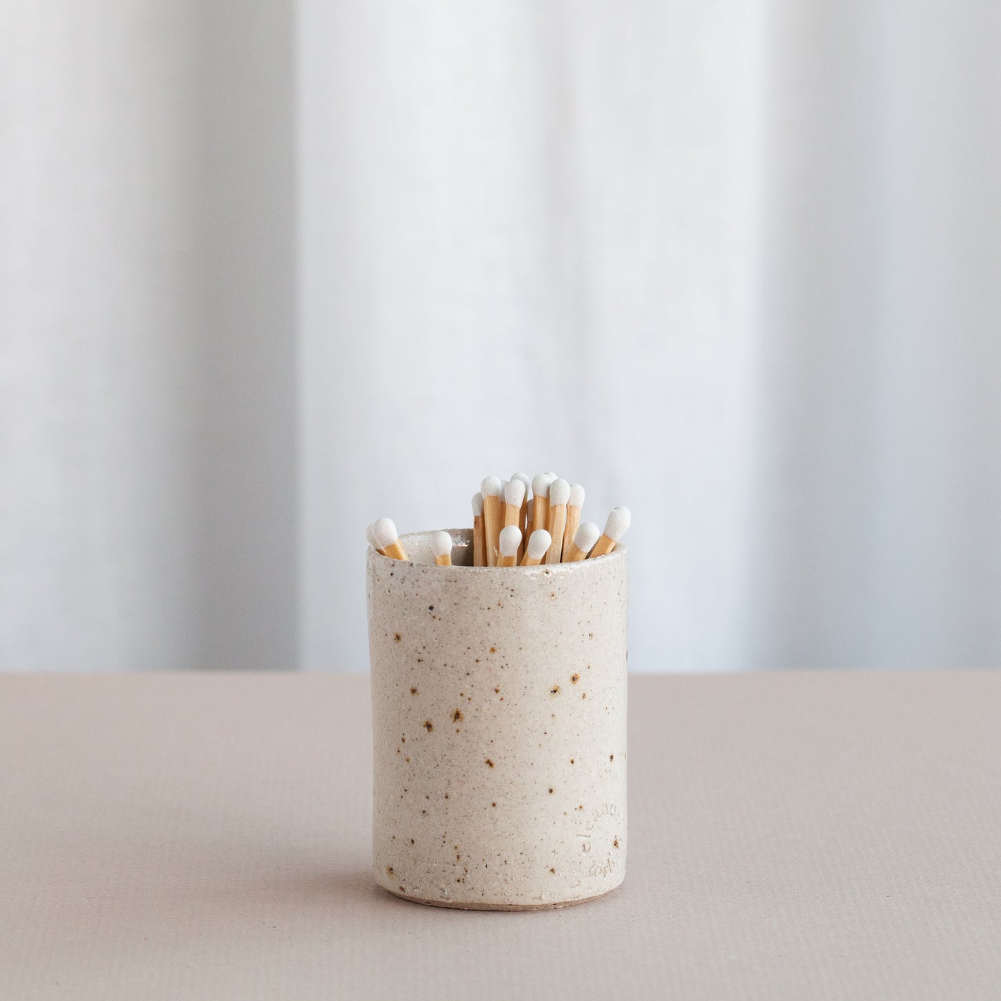 Speckled Stoneware Match Holder with Striker