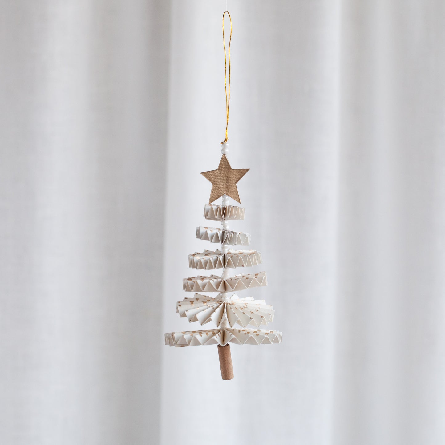 Fold Fir Tree Christmas Ornament- White