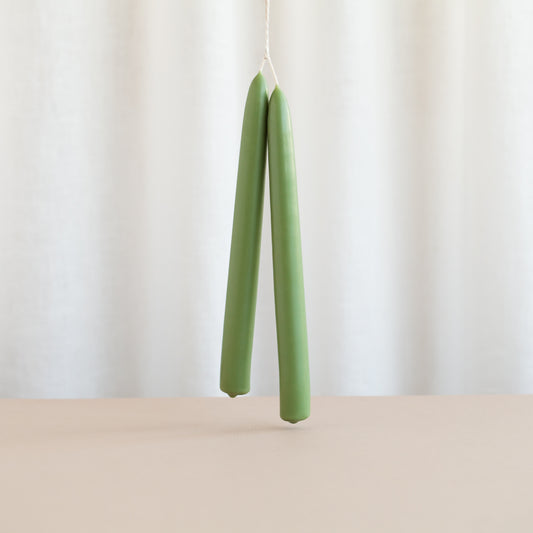 Hand-dipped Beeswax Dining Candles - Moss