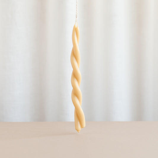Hand-twisted Beeswax Candle Natural